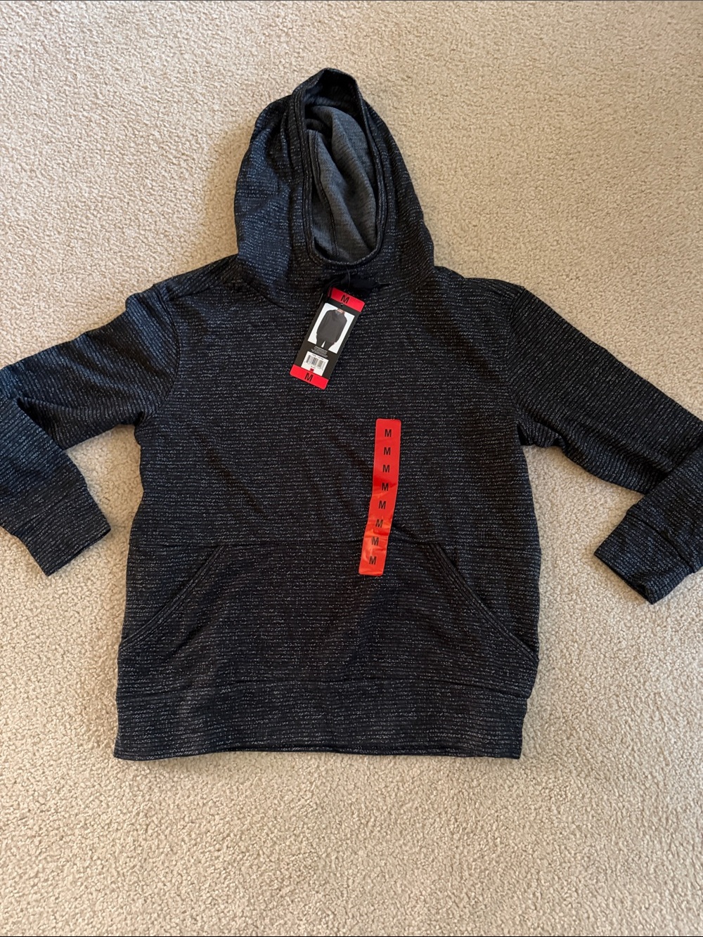 NWT Black Marled Hooded Pullover M